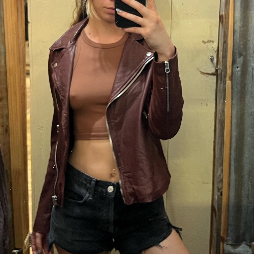 RARE Madewell burgundy leather jacket